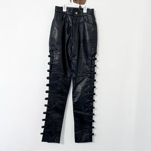 Vintage Milwaukee Leather Motorcycle Pants Ladder Cutouts Sz 8 READ DESCRIPTION